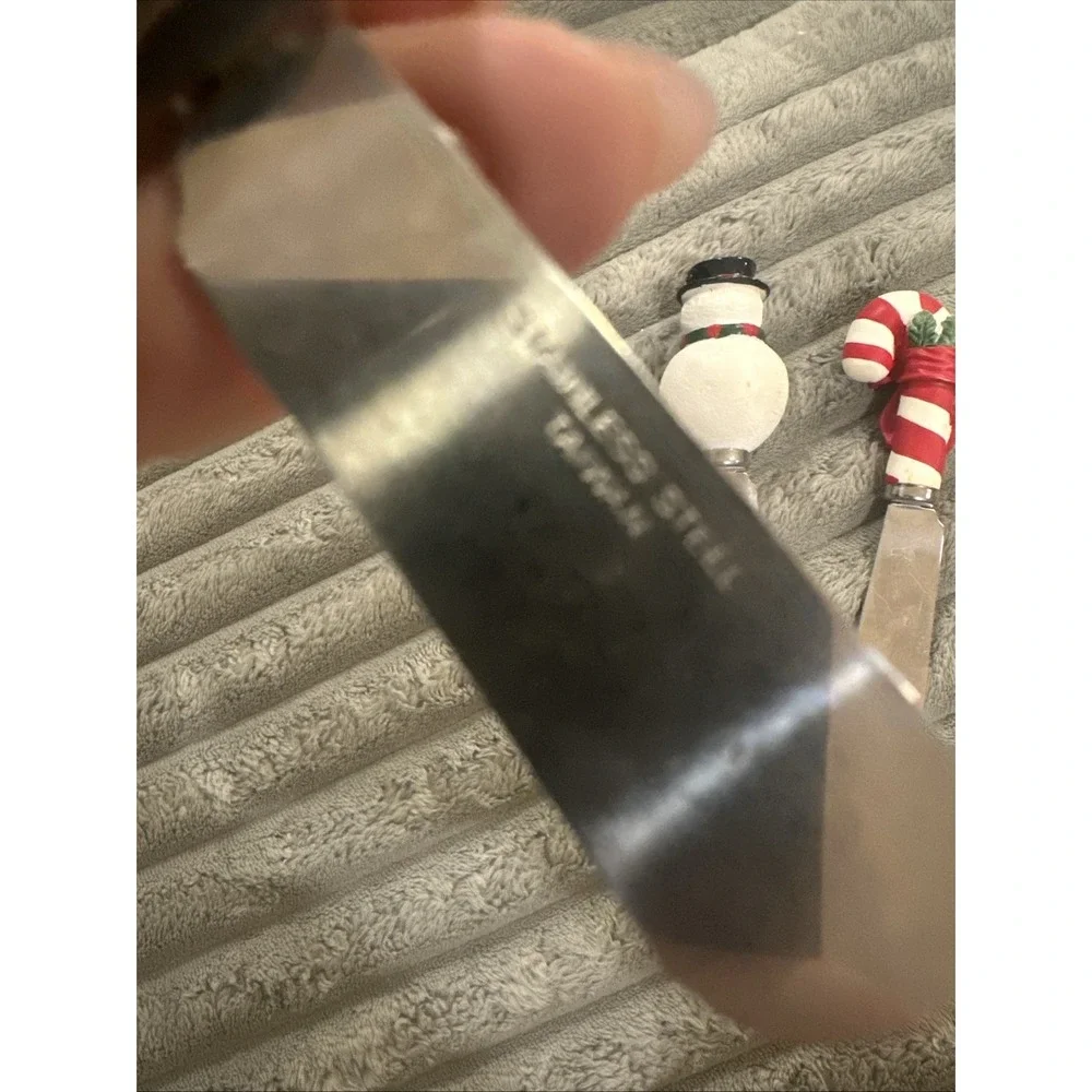 Vintage 1994‎ Christmas Holiday Cheese Butter Spreaders Stainless Steel Knives